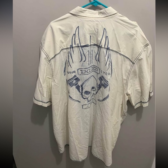Harley Davidson Button Up T-Shirt 4XL Beige READ - Picture 6 of 10